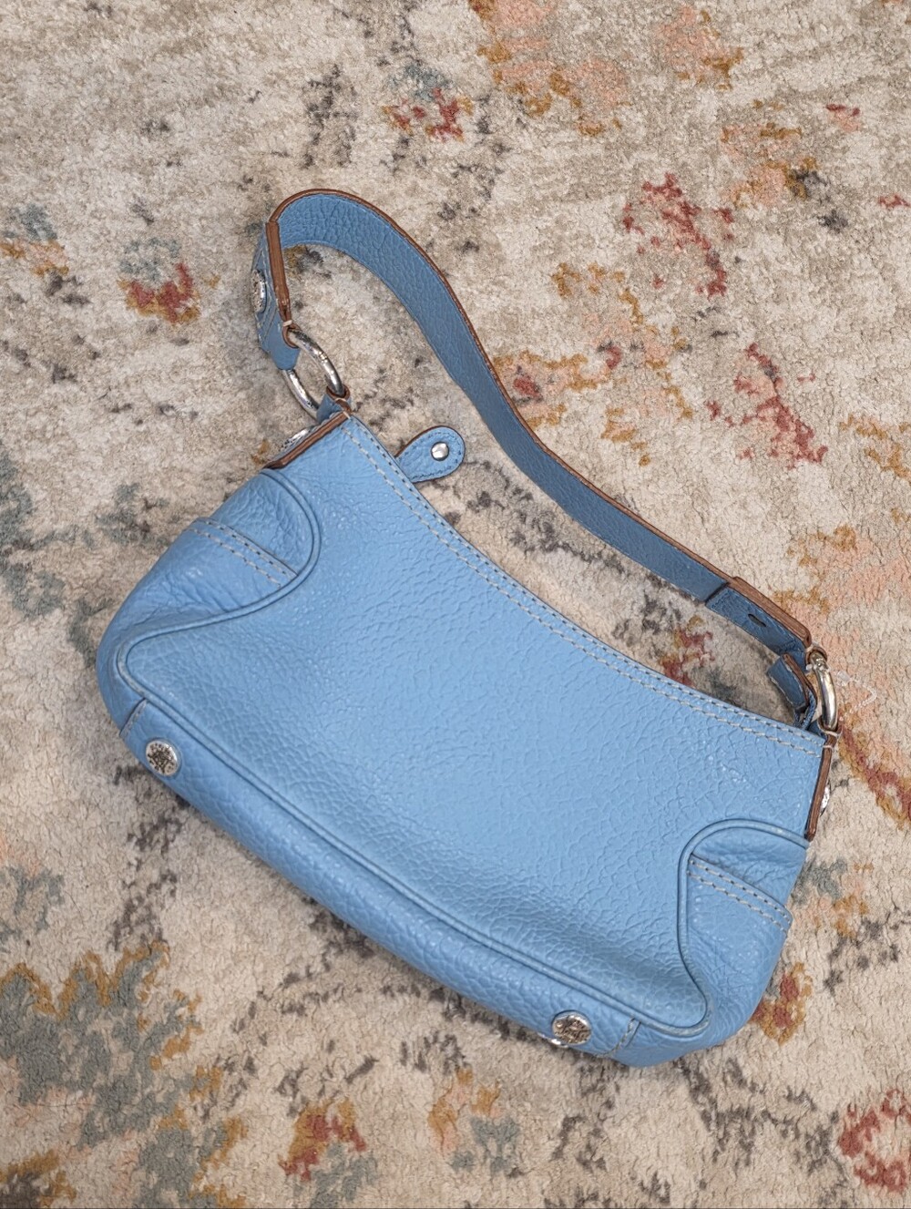 Michael Kors Womens Handbag Purse Turquoise Blue Leather Shoulder Bag Vintage